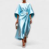 Ylellinen hohtava satiinimekko maxi-mittainen