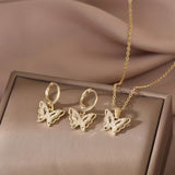 Perhonen onnenkorvakorut, mukana ilmainen kaulakoru | Rajoitettu tarjous