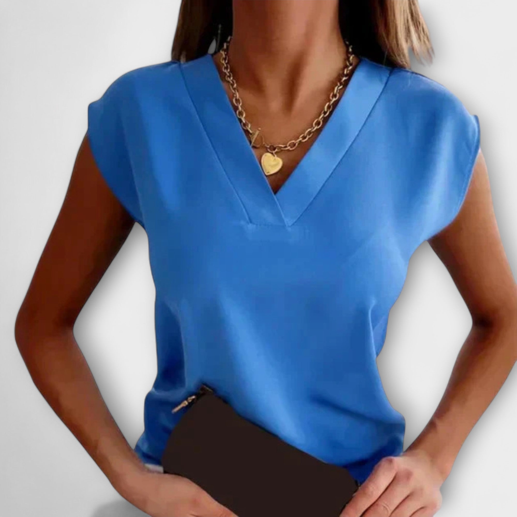 V-aukkoinen kesähame naisten löyseillä hihoilla