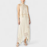 Kaia - Satiininen paita pitsillä ja kiertyneellä kaula-aukolla setissä