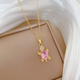 Vaaleanpunaiset kilpikonnakorvakorut – onnea tuova amuletti, mukana ilmainen kaulakoru | Rajoitettu tarjous