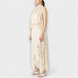 Kaia - Satiininen paita pitsillä ja kiertyneellä kaula-aukolla setissä