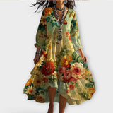 Marina - Vintage Boho Kukallinen V-aukkoinen Mekko