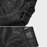 Miesten moottoripyöräilyledertakki musta klassinen