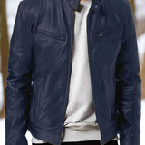 Tyylikäs, kiiltävä ja hyvin istuva nahkatakki miehille