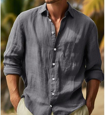 Fridolin | Miesten kesäharmaa pellava-paita