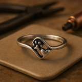 Rakkaus Vintage Sormus Tassu Hopea