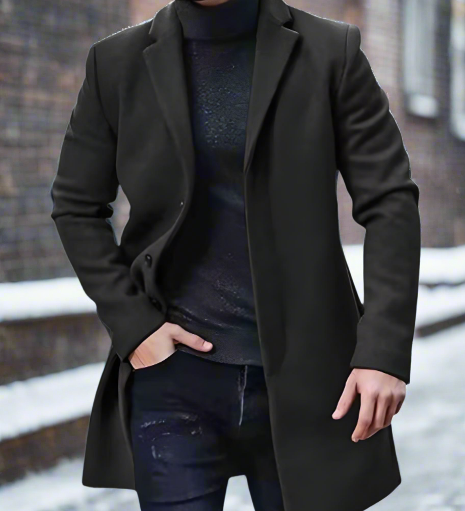 Laadukkaasti leikattu, napitettava miesten takki