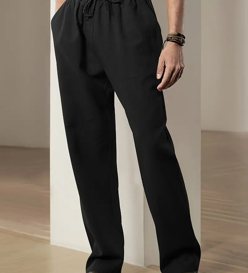 Baggy pellavahousut miehille