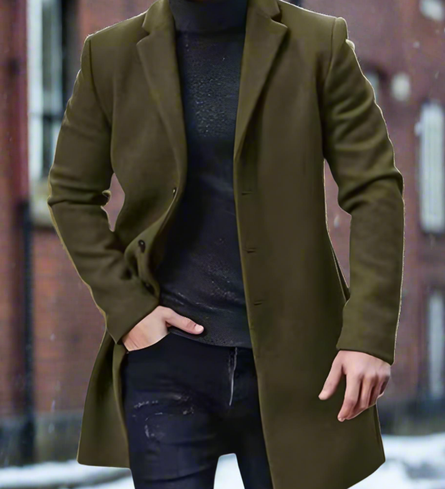 Laadukkaasti leikattu, napitettava miesten takki