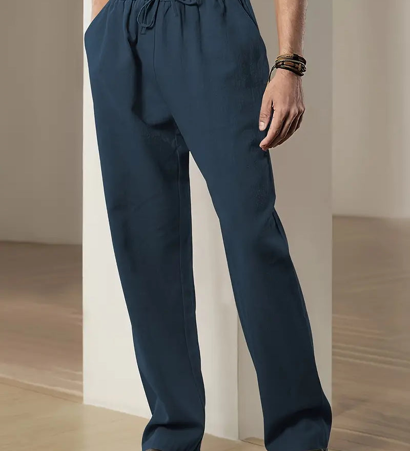 Baggy pellavahousut miehille