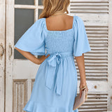 Claire | Vaaleansininen midi kesähame upeilla Soljilla