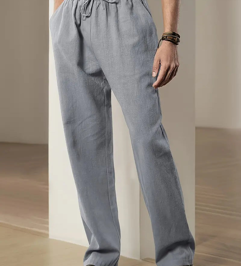 Baggy pellavahousut miehille