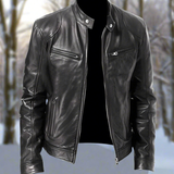 Tyylikäs, kiiltävä ja hyvin istuva nahkatakki miehille