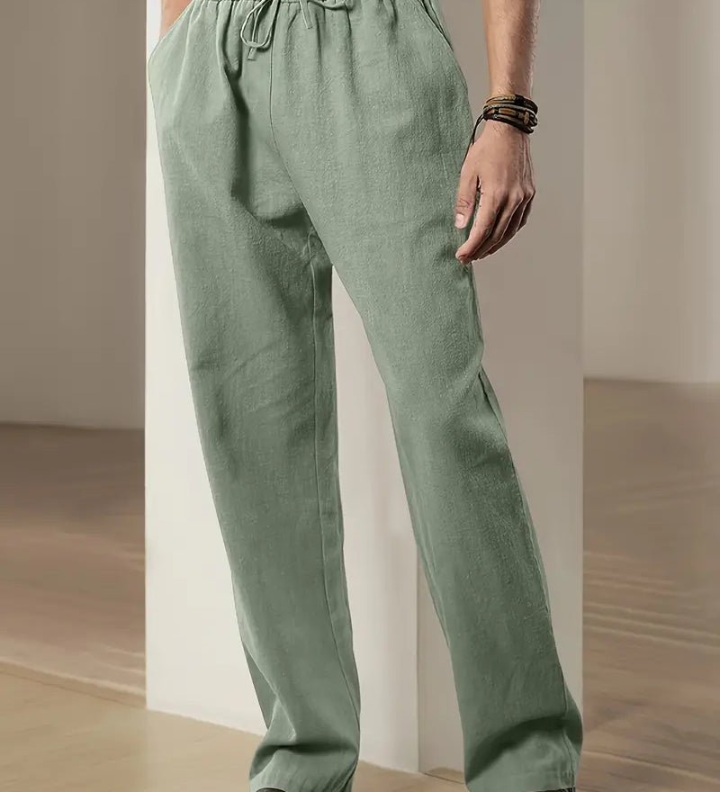 Baggy pellavahousut miehille