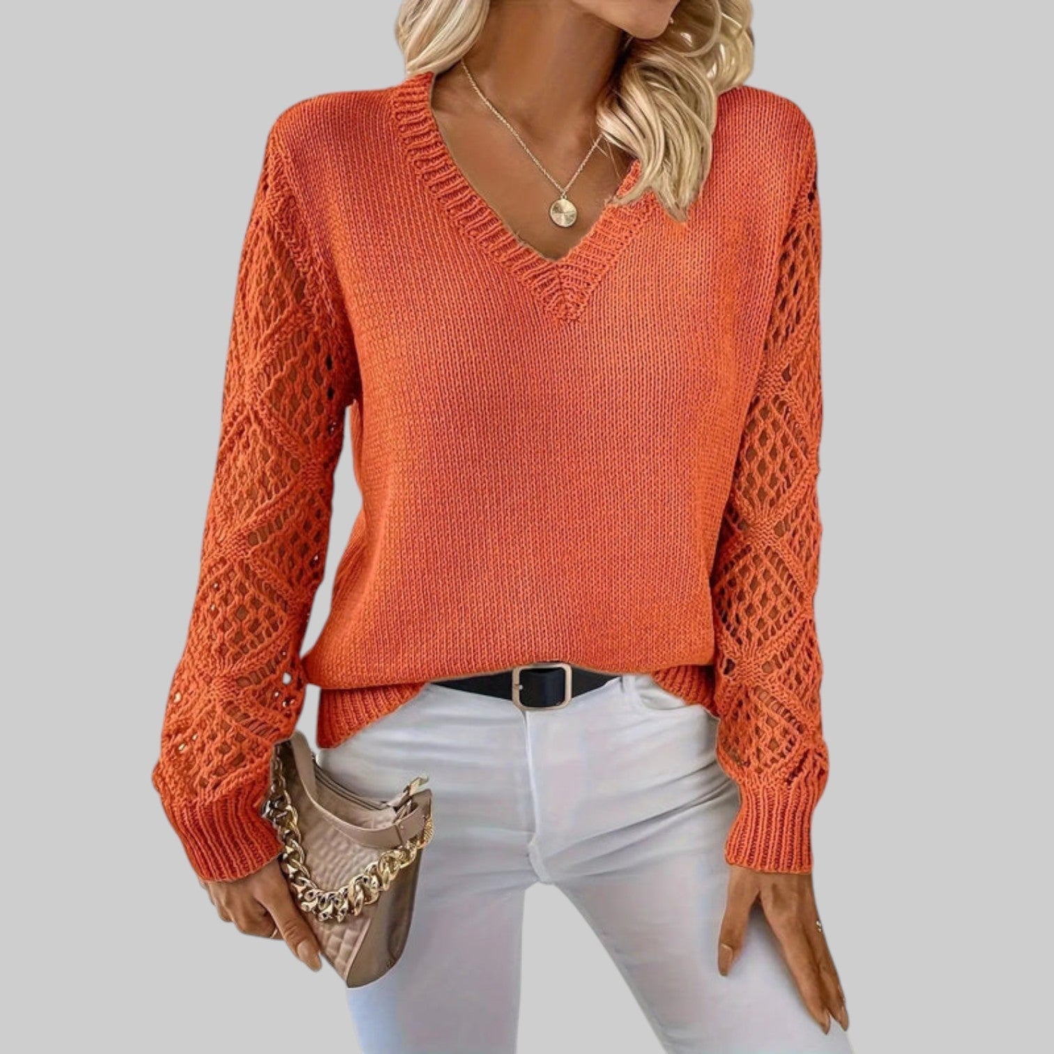 Le clair | Neformalinen puuvillainen T-paita V-kauluksessa