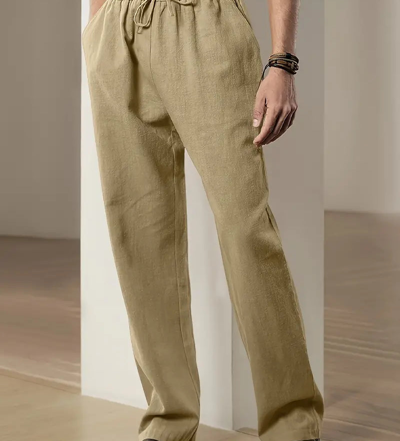 Baggy pellavahousut miehille