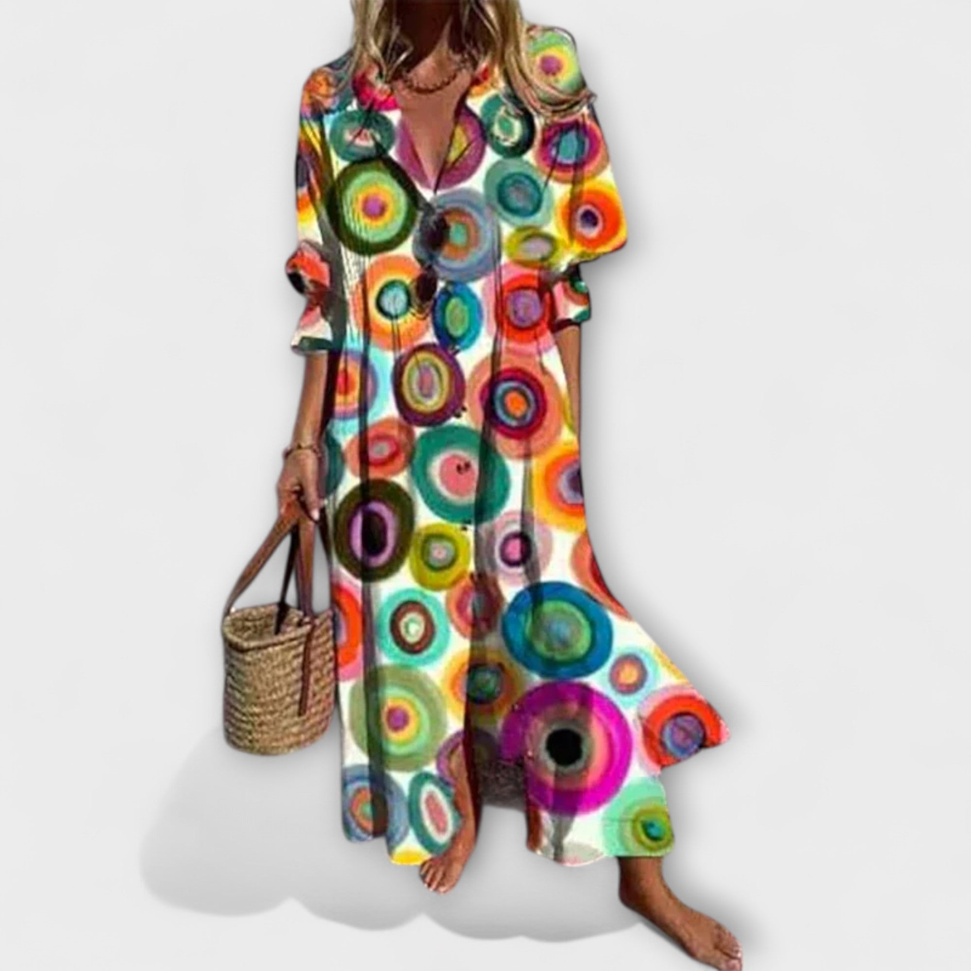 Lila - imarteleva maksihame vatsan peitetaskulla