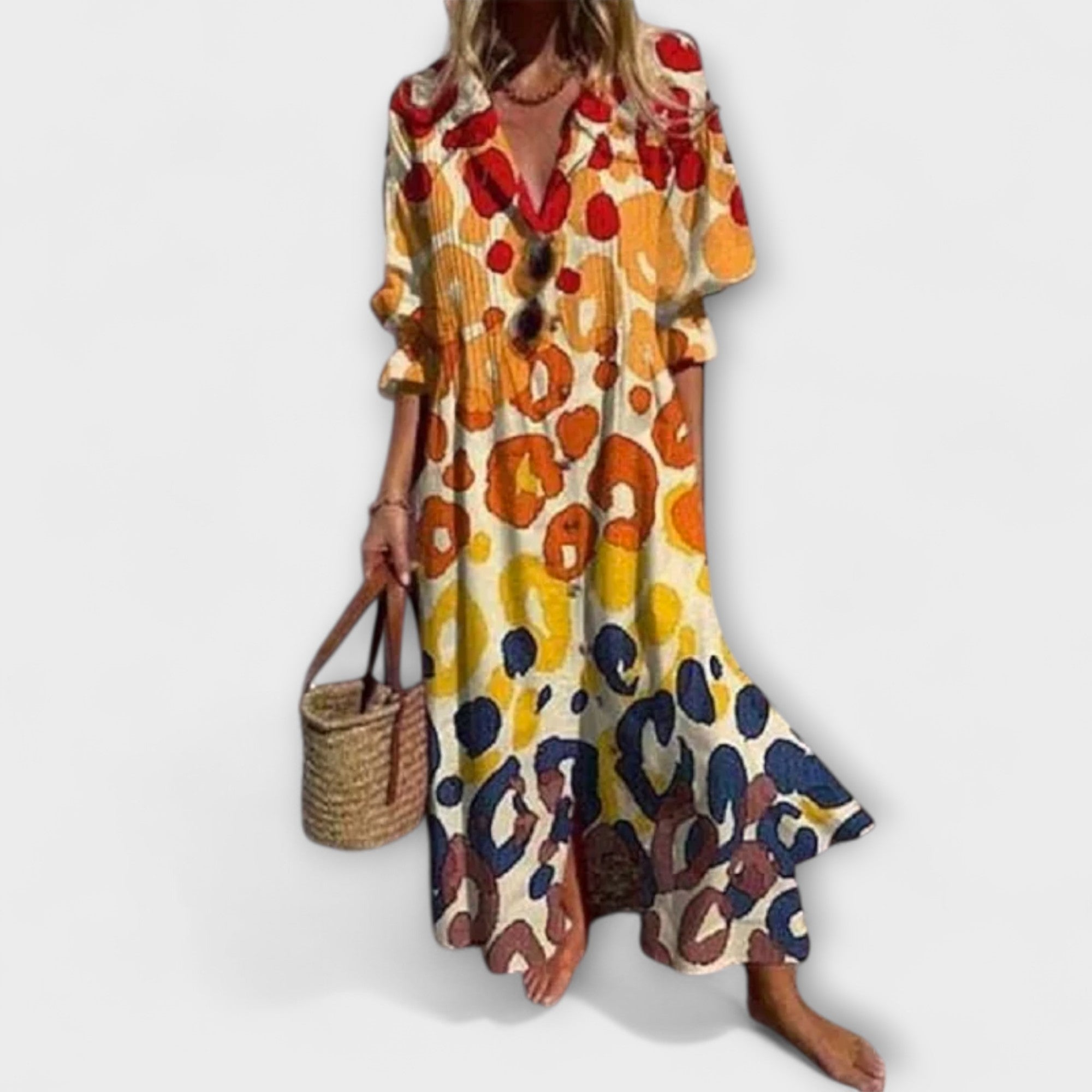 Lila - imarteleva maksihame vatsan peitetaskulla