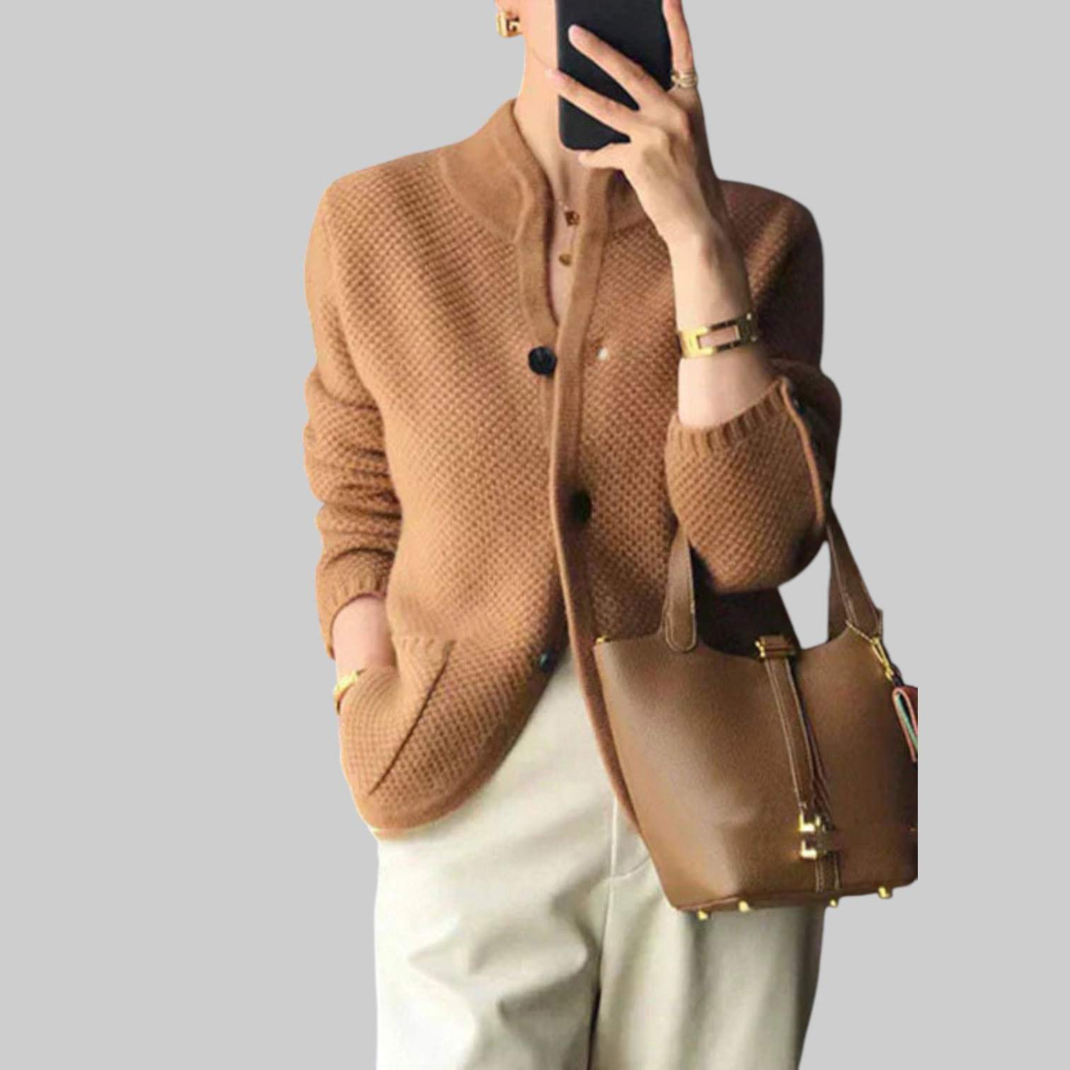 Claire | Kasimirsekoittunut takki napinnoilla