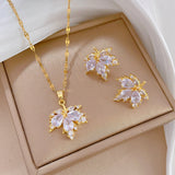 Korvakorut Valkoisen kultalehden lehti – Onnen talisman, mukaan ilmainen kaulakoru | Rajoitettu tarjous