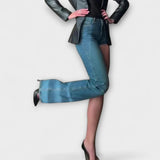 Astra - Muodikkaat asymmetriset denimshortsit yhdellä olkaremmillä