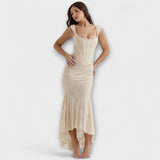 Renske - Elegantti pitkä mekko hienostuneella korsettisuunnittelulla