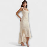 Renske - Elegantti pitkä mekko hienostuneella korsettisuunnittelulla