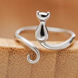 Korkealaatuinen ruostumattomasta teräksestä valmistettu taiteellinen kissan sormus