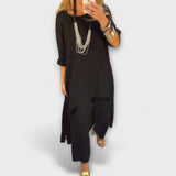 Tabea - Pellavainen puku round neck with cut-out