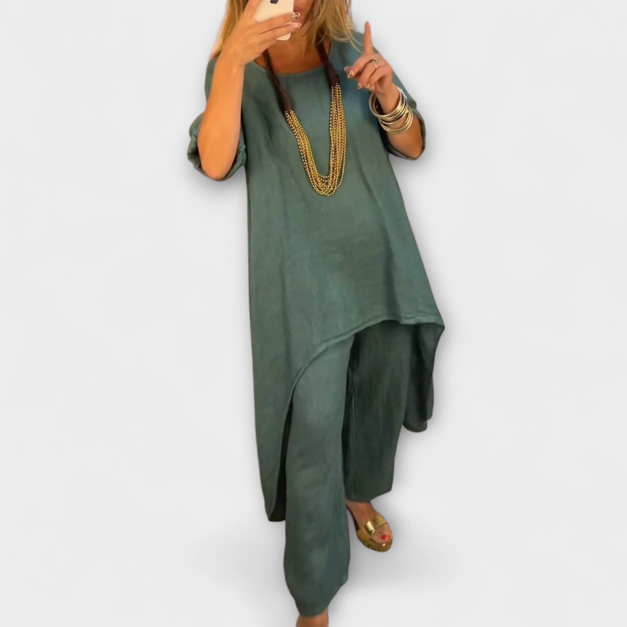 Tabea - Pellavainen puku round neck with cut-out