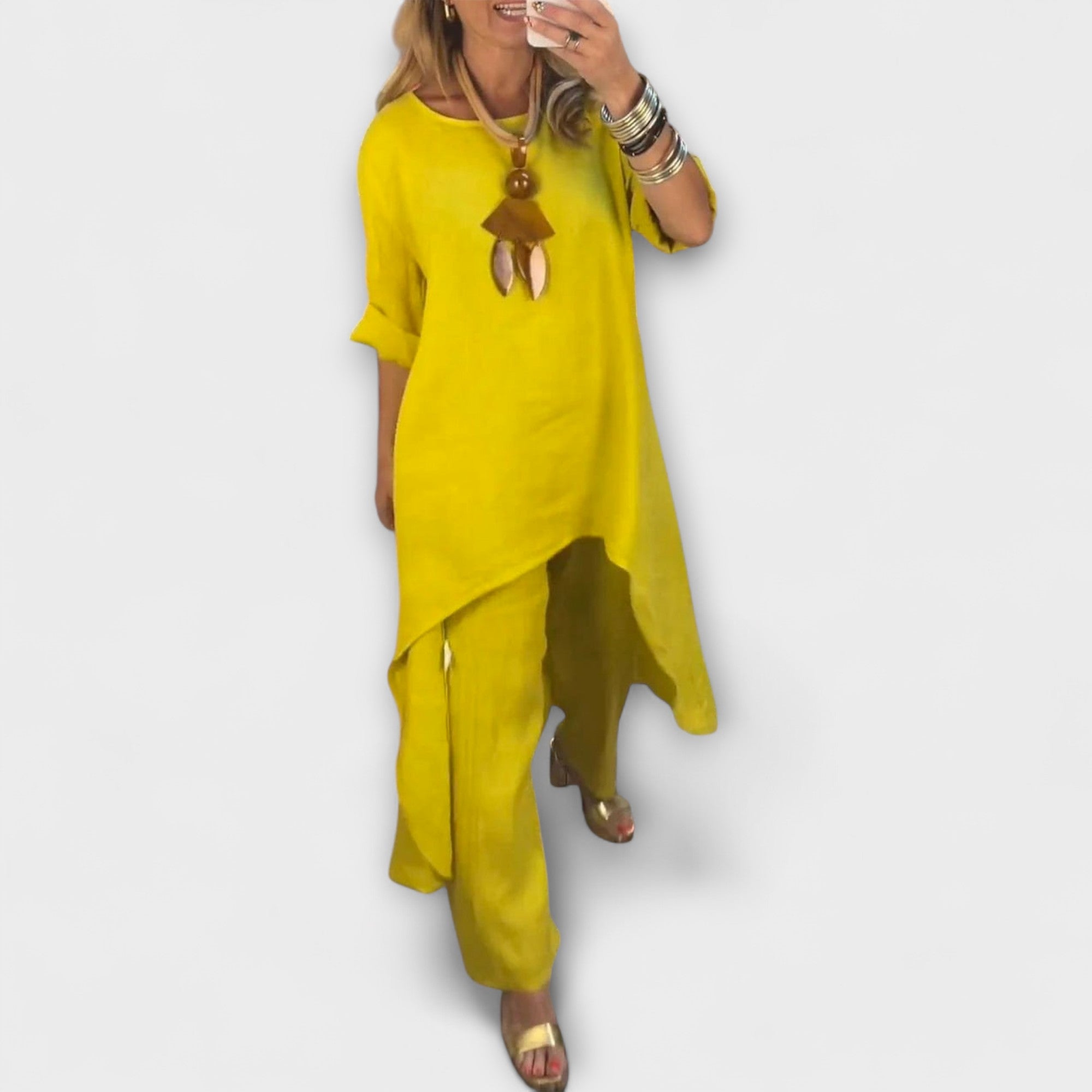 Tabea - Pellavainen puku round neck with cut-out