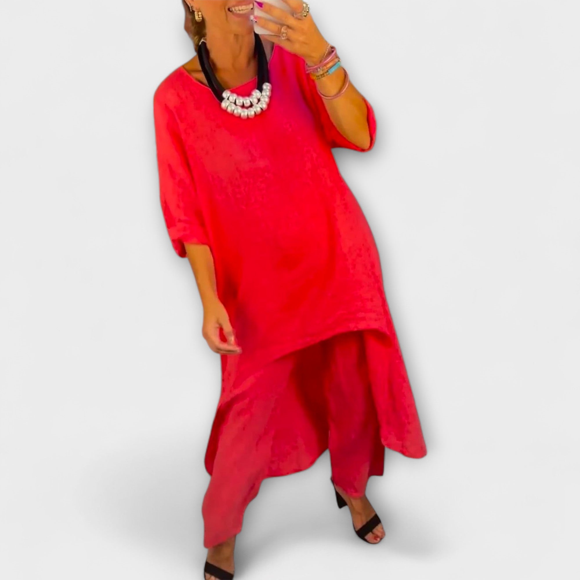 Tabea - Pellavainen puku round neck with cut-out