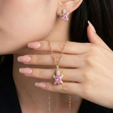 Vaaleanpunaiset kilpikonnakorvakorut – onnea tuova amuletti, mukana ilmainen kaulakoru | Rajoitettu tarjous