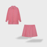 Maud | Tyylikäs paita- ja shorttiasetti pellava-piknik puuvillasta