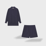 Maud | Tyylikäs paita- ja shorttiasetti pellava-piknik puuvillasta