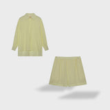 Maud | Tyylikäs paita- ja shorttiasetti pellava-piknik puuvillasta