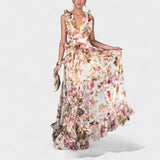 Isabela | Duga kukkivolainen ruffles-mekko