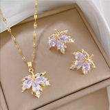 Korvakorut Kultalehti Onnenamuleti, mukana ilmainen kaulakoru | Rajoitettu tarjous