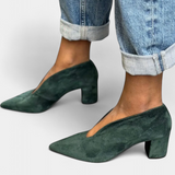 Hazelin paksut korkokengät tummanvihreässä värissä