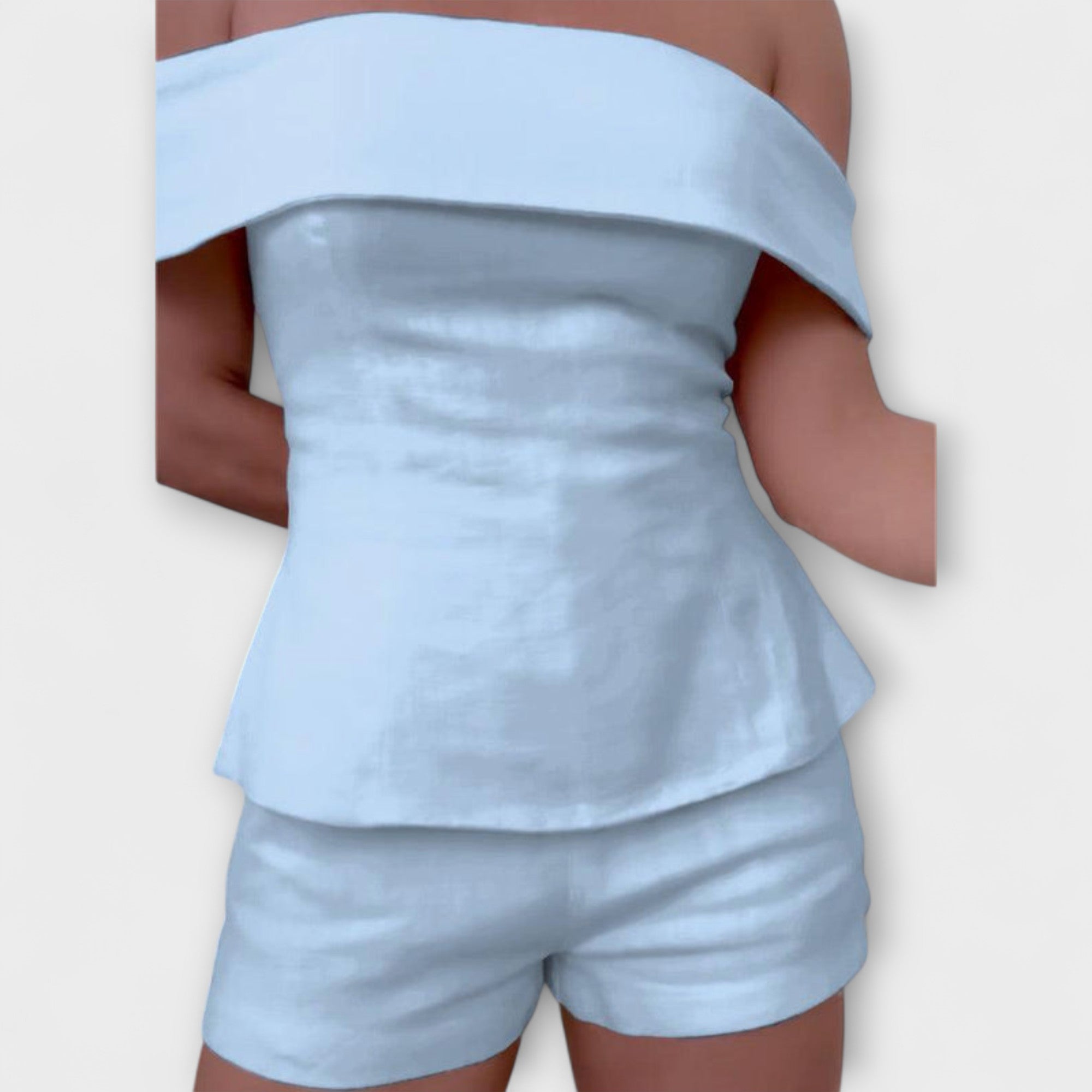 Olivia - Valkoiset puuvilla-lineneet setti kahdelle osalle