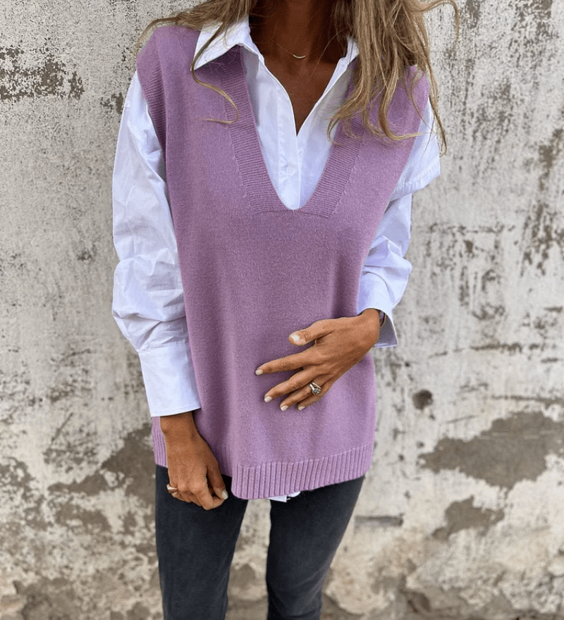 Violaine – Neulottu hihaton neuletakki