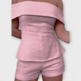 Olivia - Valkoiset puuvilla-lineneet setti kahdelle osalle